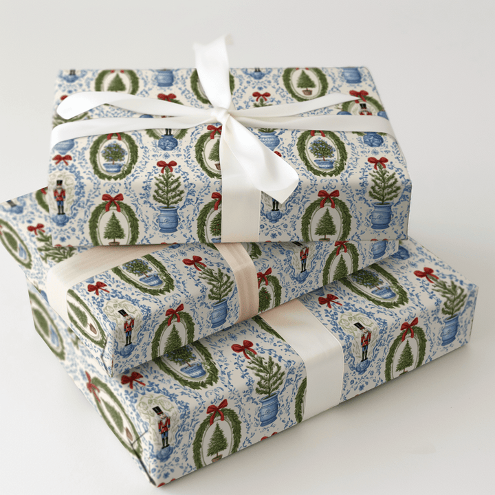 Festive Porcelain & Pine - Wrapping Paper - Aspen & Arlo