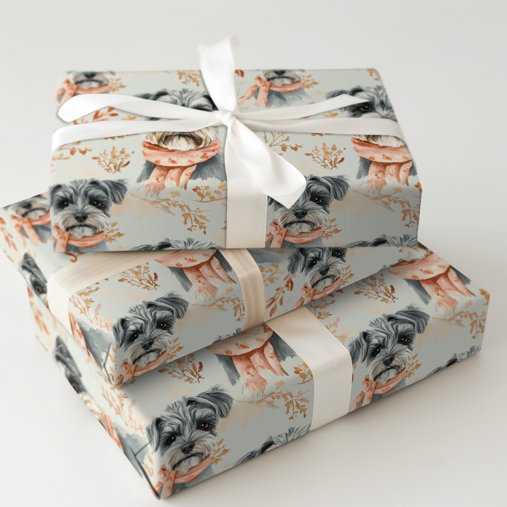 Bundle Up with the Schnauzer - Wrapping Paper - Aspen & Arlo