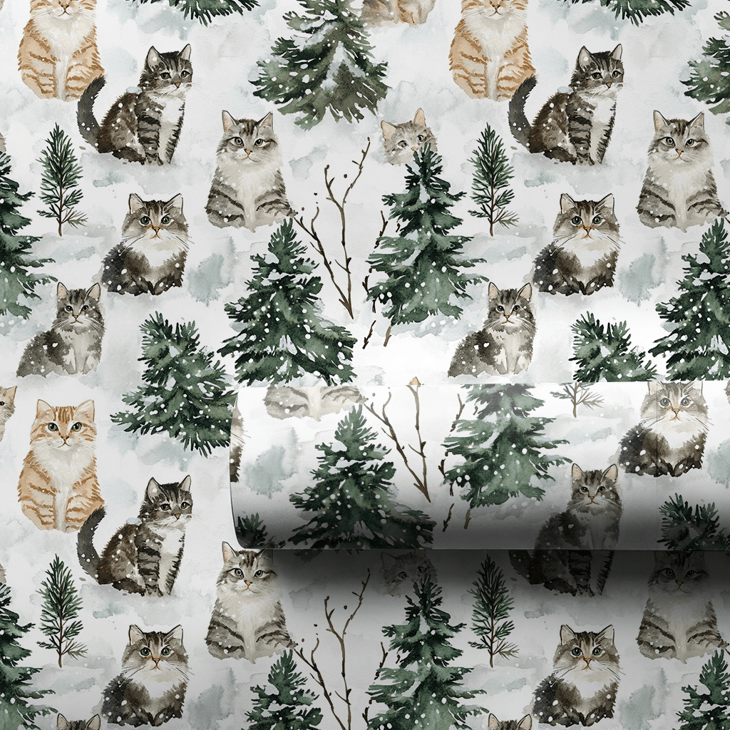 Snow Cat - Wrapping Paper - Aspen & Arlo