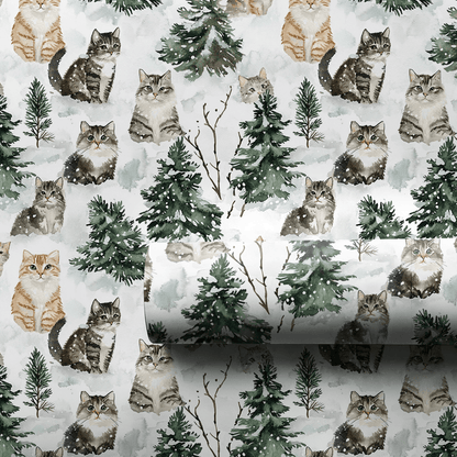 Snow Cat - Wrapping Paper - Aspen & Arlo