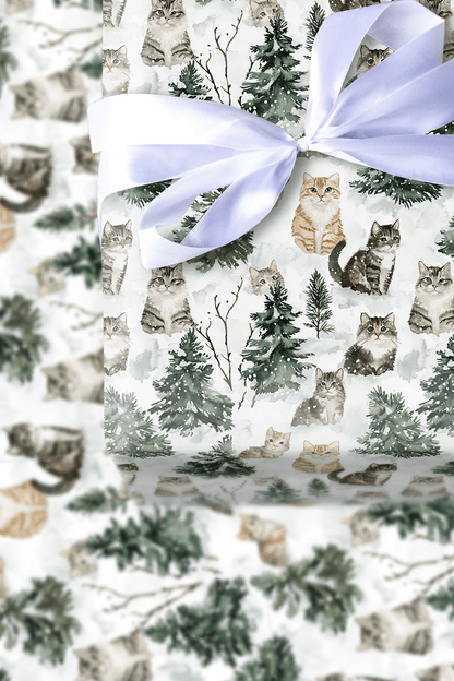 Snow Cat - Wrapping Paper - Aspen & Arlo