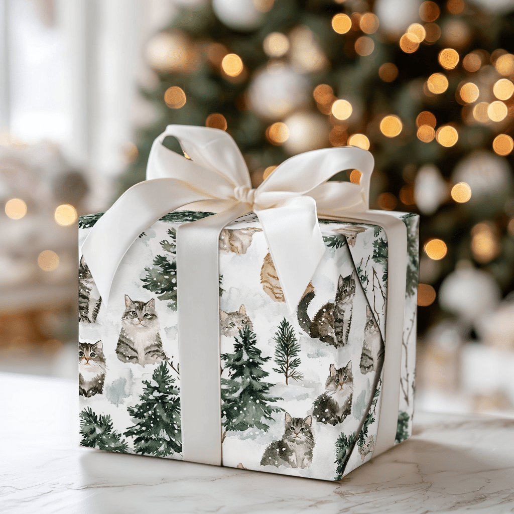 Snow Cat - Wrapping Paper - Aspen & Arlo
