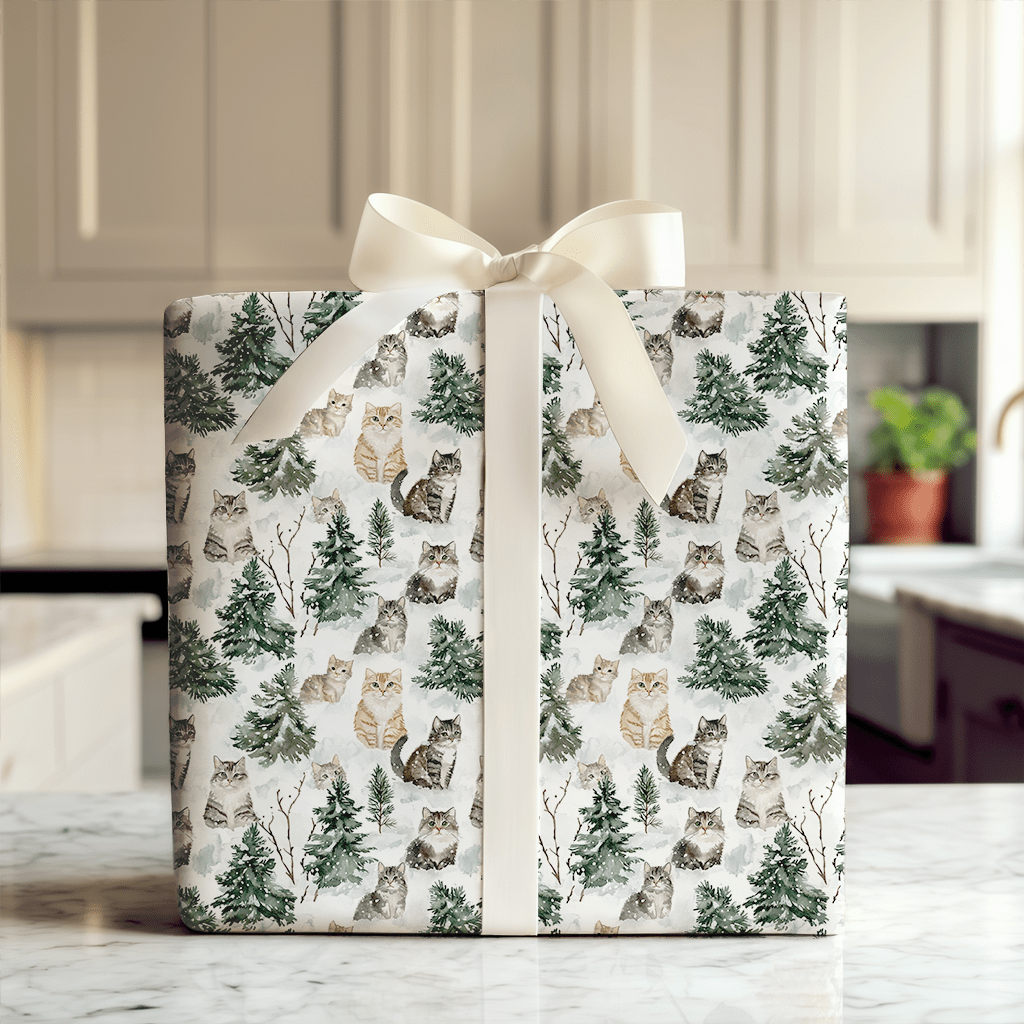 Snow Cat - Wrapping Paper - Aspen & Arlo