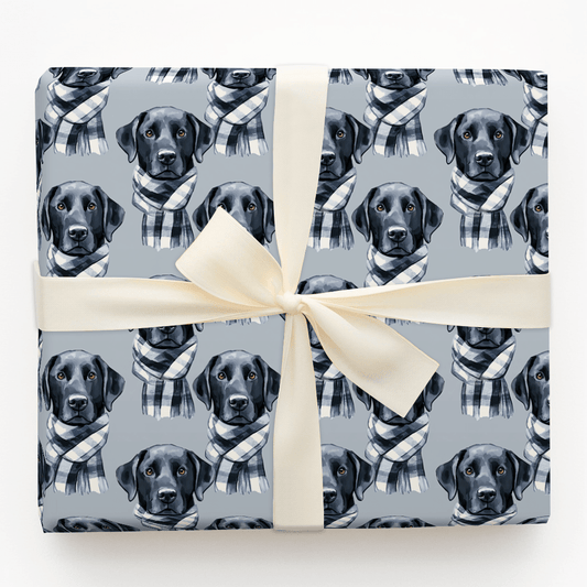 Bundle Up with the Black Lab - Wrapping Paper - Aspen & Arlo