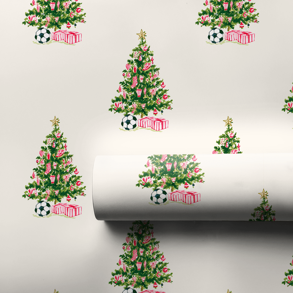 Soccer Underneath The Christmas Tree - Wrapping Paper - Aspen & Arlo