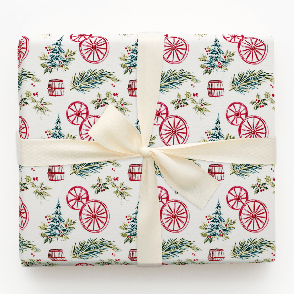 Yuletide Wagon Wheels - Wrapping Paper - Aspen & Arlo