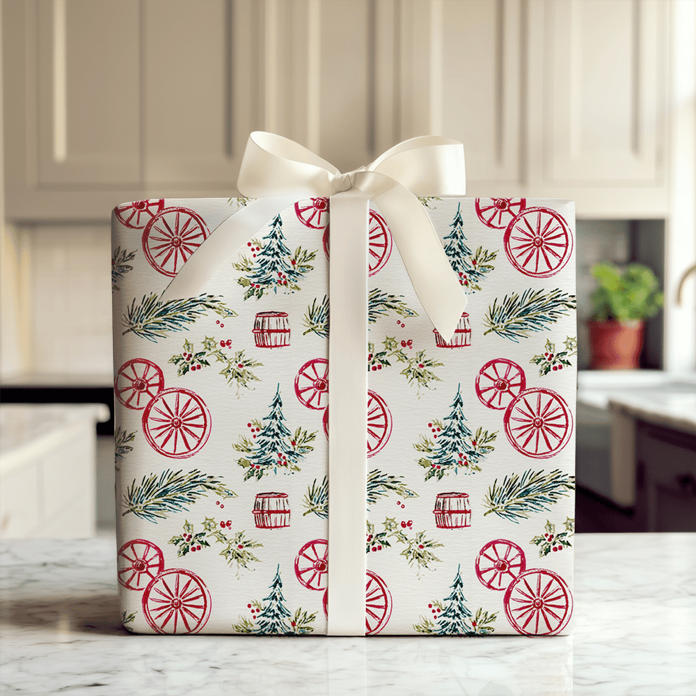 Yuletide Wagon Wheels - Wrapping Paper - Aspen & Arlo