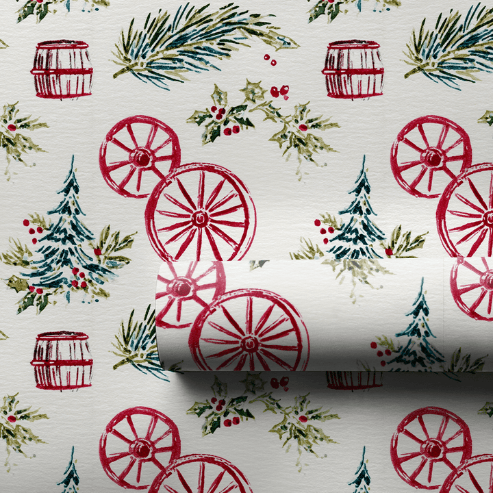 Yuletide Wagon Wheels - Wrapping Paper - Aspen & Arlo