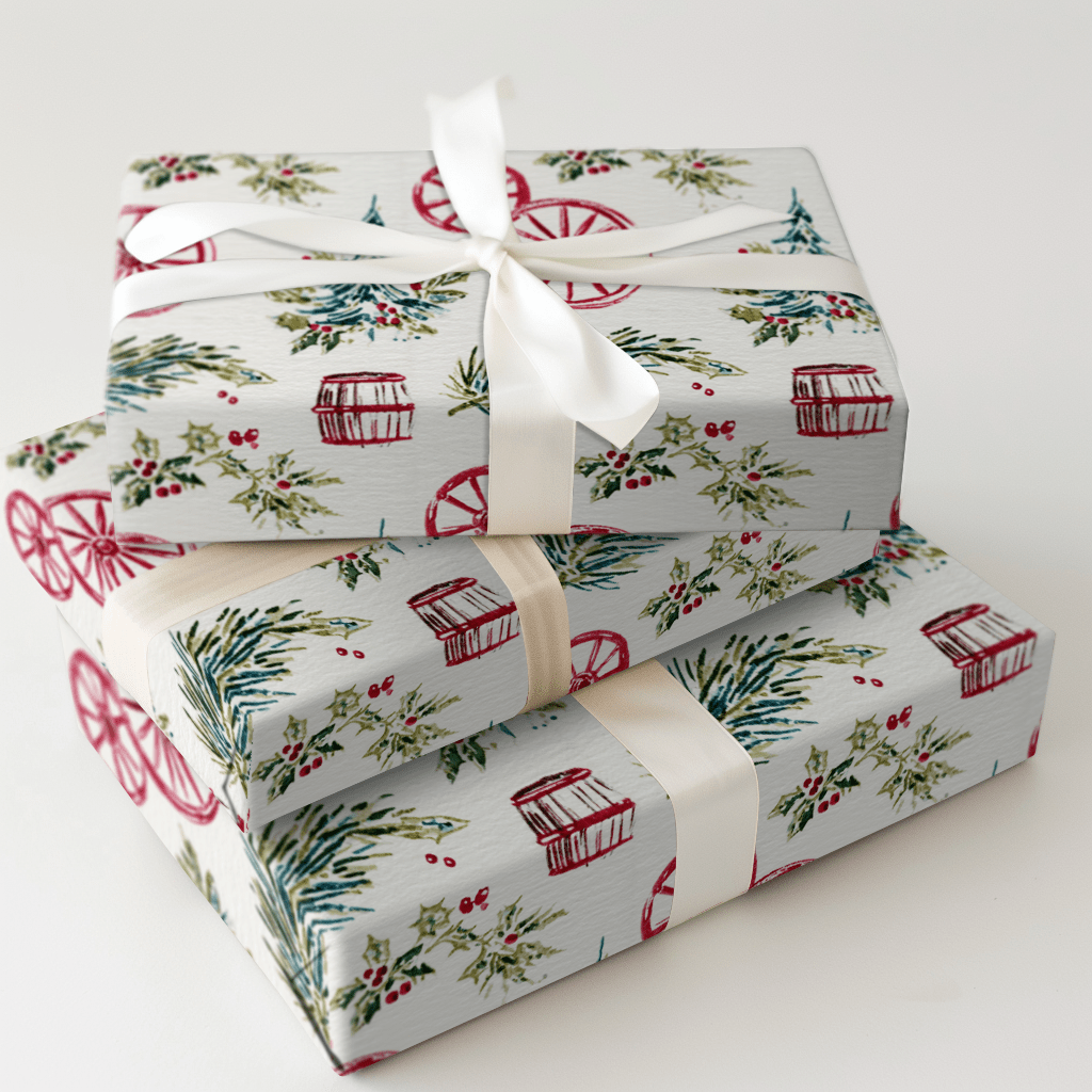Yuletide Wagon Wheels - Wrapping Paper - Aspen & Arlo