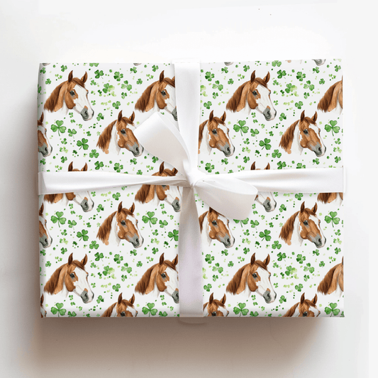 Shamrocks with the American Paint Horse - Wrapping Paper - Aspen & Arlo