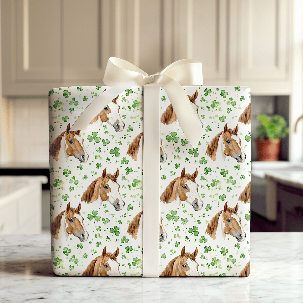 Shamrocks with the American Paint Horse - Wrapping Paper - Aspen & Arlo