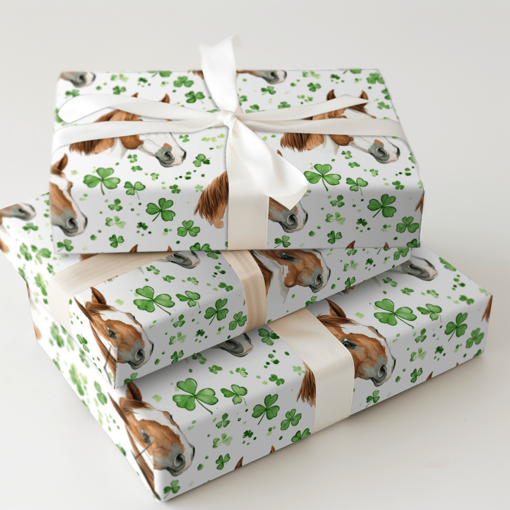 Shamrocks with the American Paint Horse - Wrapping Paper - Aspen & Arlo