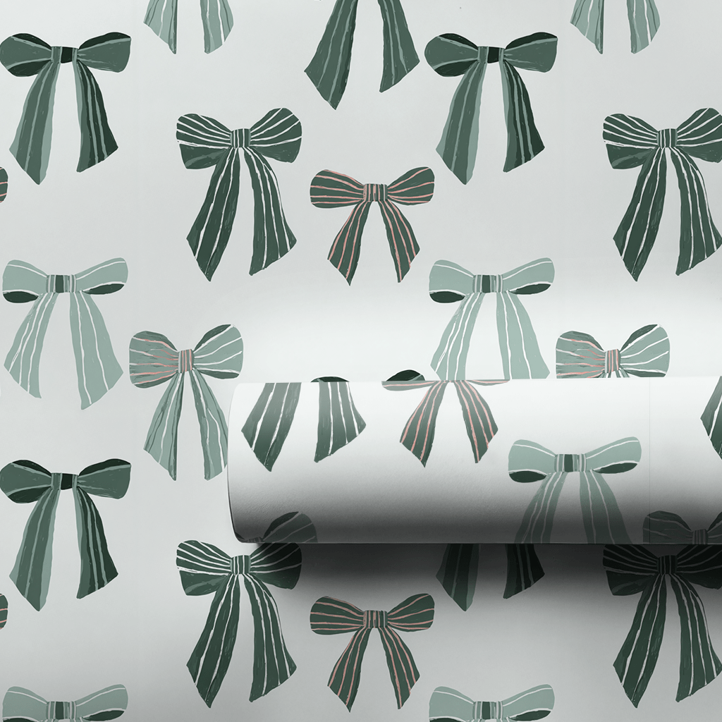 Bows of Holly Green - Wrapping Paper - Aspen & Arlo