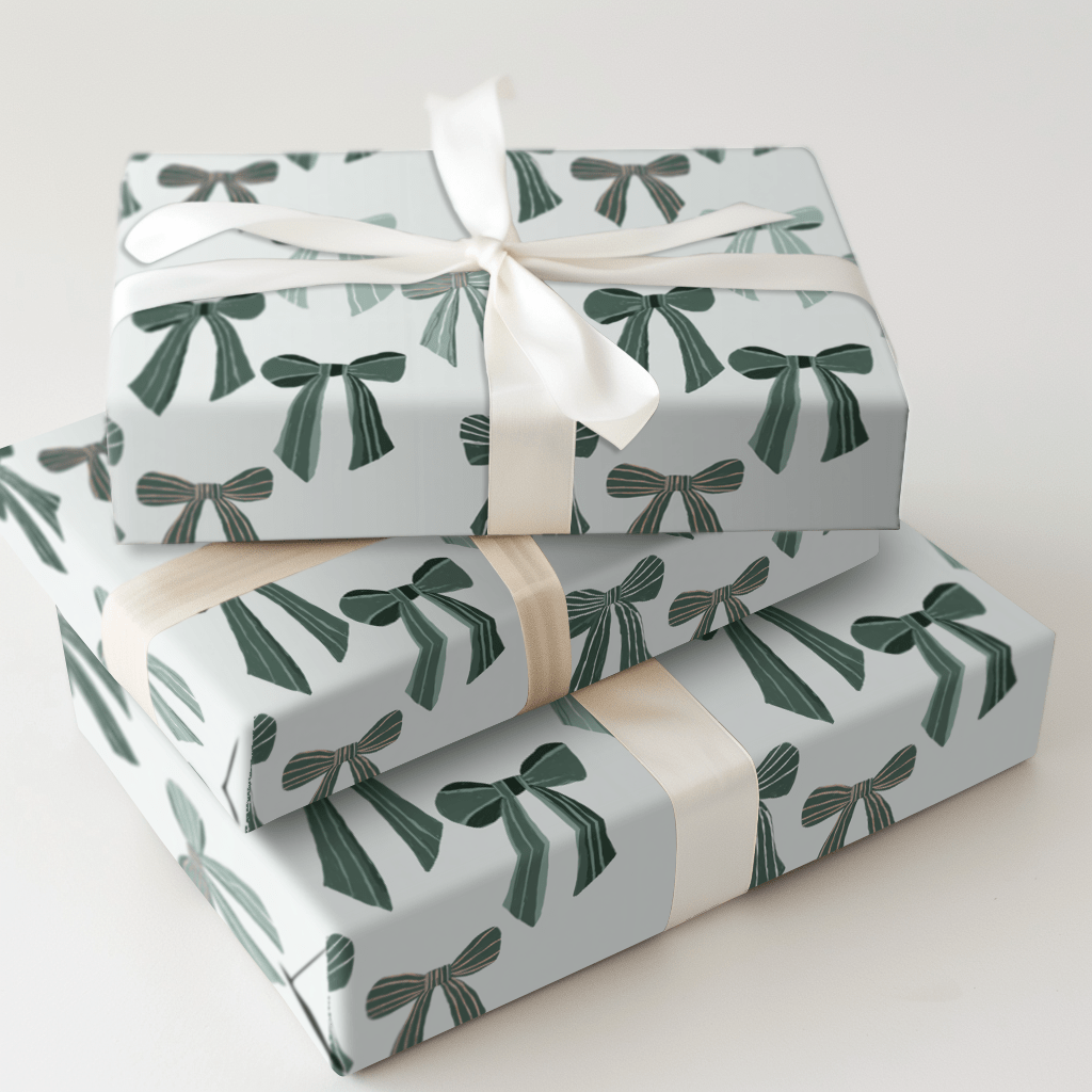 Bows of Holly Green - Wrapping Paper - Aspen & Arlo