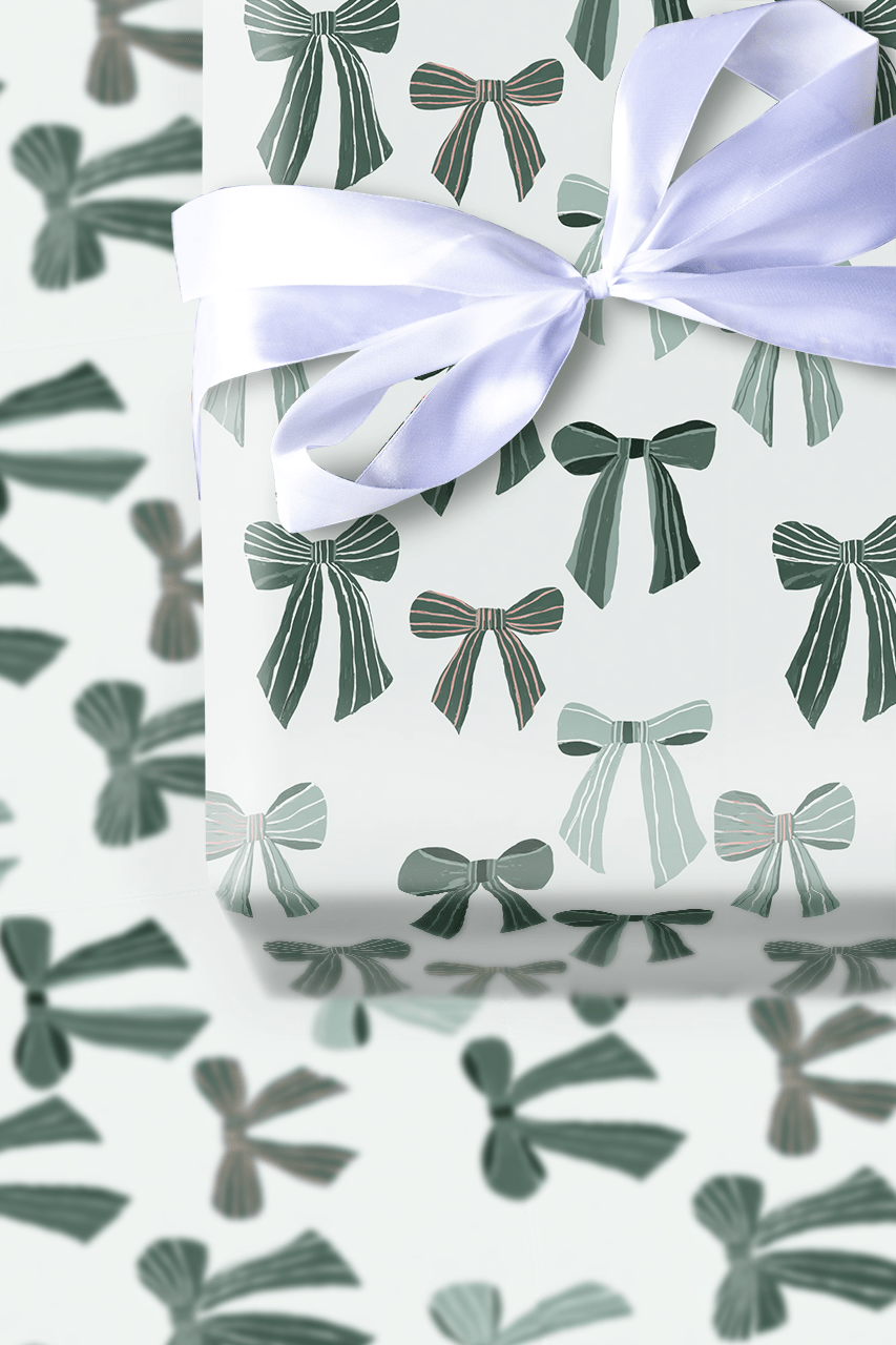 Bows of Holly Green - Wrapping Paper - Aspen & Arlo