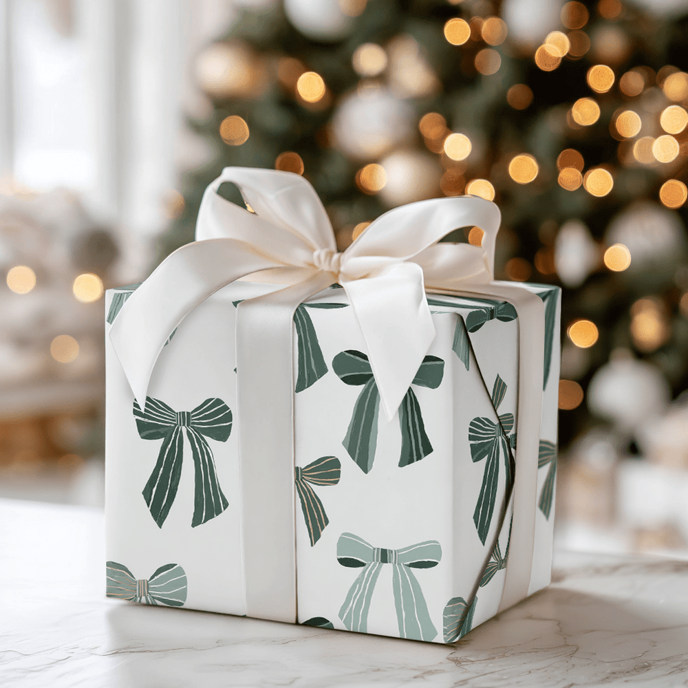 Bows of Holly Green - Wrapping Paper - Aspen & Arlo