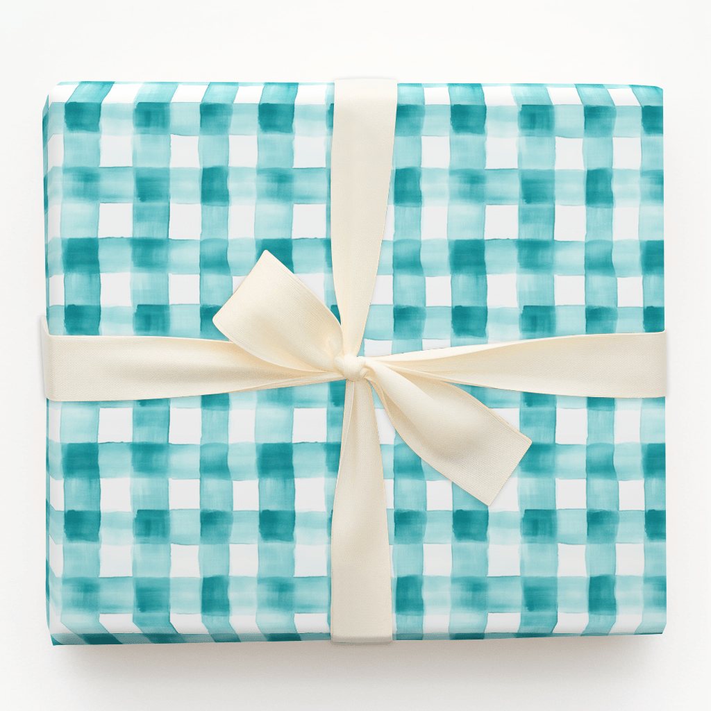 Teal Check - Wrapping Paper - Aspen & Arlo