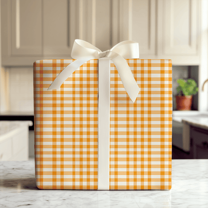 Orange Check Pop - Wrapping Paper - Aspen & Arlo