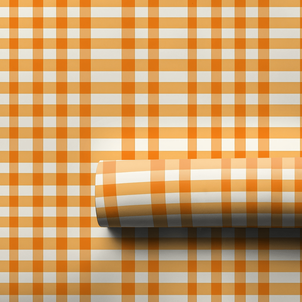 Orange Check Pop - Wrapping Paper - Aspen & Arlo