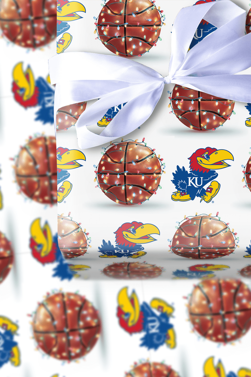 Holiday Hoops Jayhawks - Wrapping Paper - Aspen & Arlo