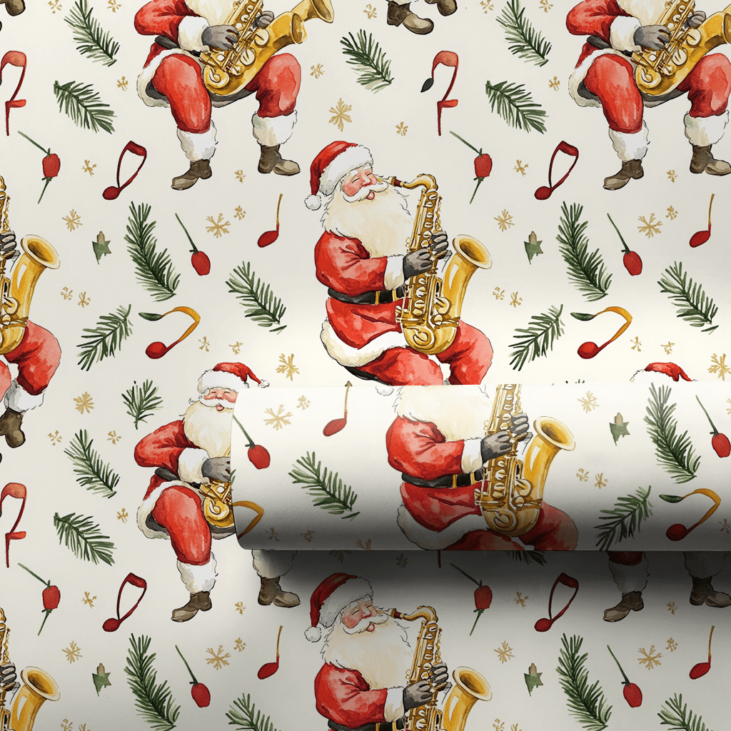 Sleigh Bells and Sax Notes - Wrapping Paper - Aspen & Arlo