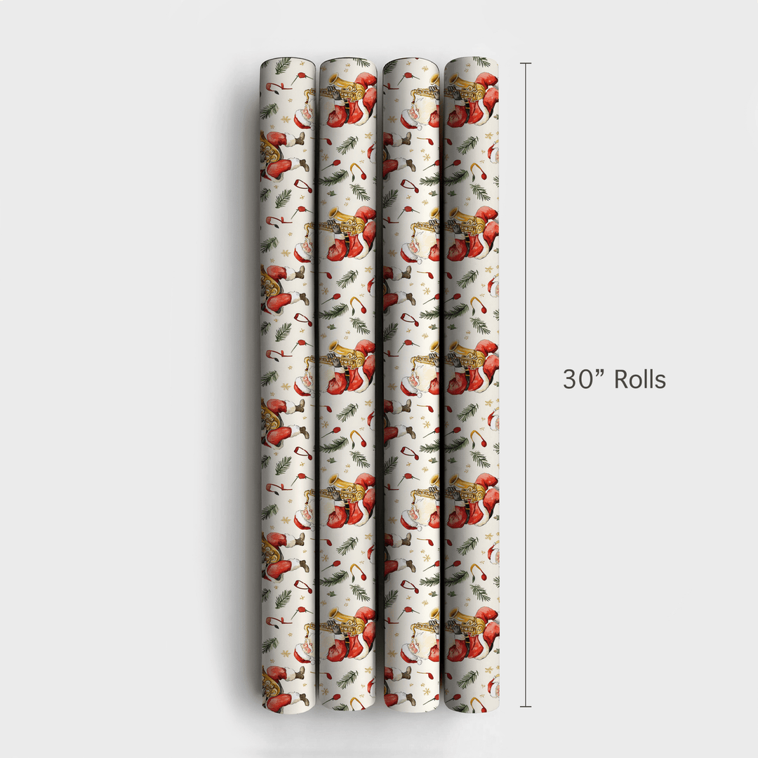 Sleigh Bells and Sax Notes - Wrapping Paper - Aspen & Arlo
