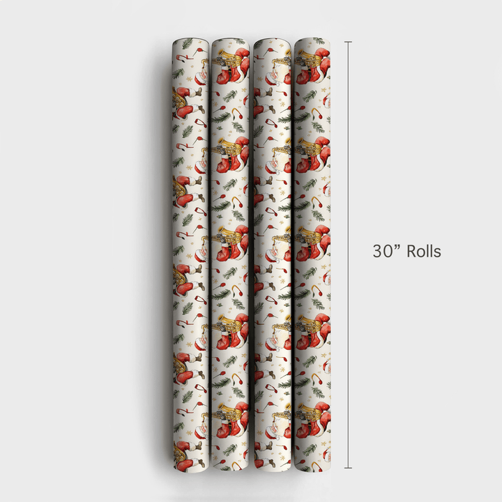 Sleigh Bells and Sax Notes - Wrapping Paper - Aspen & Arlo
