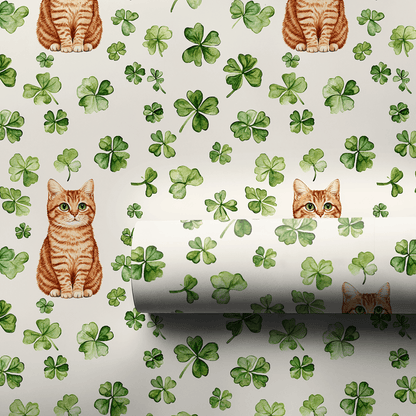 Shamrocks with the Scottish Fold - Wrapping Paper - Aspen & Arlo