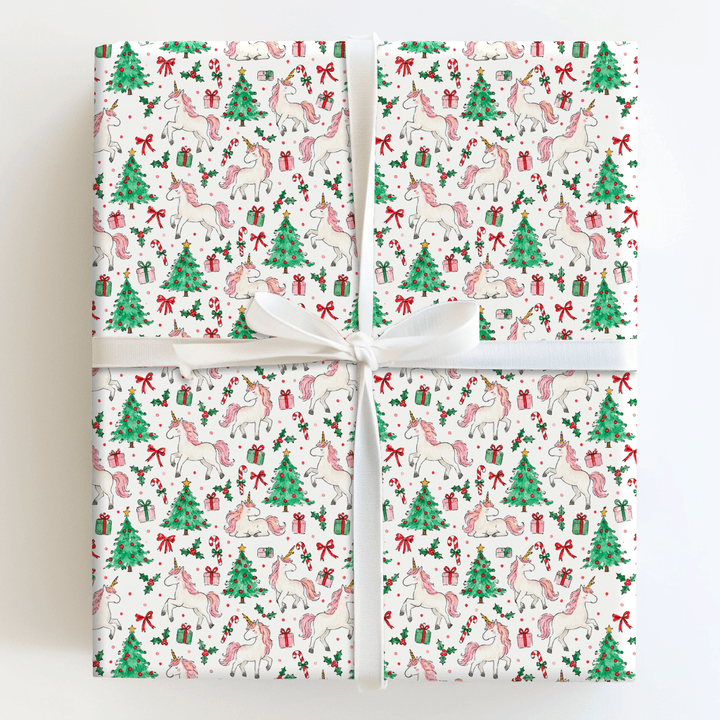 Candy Cane Unicorns - Wrapping Paper - Aspen & Arlo