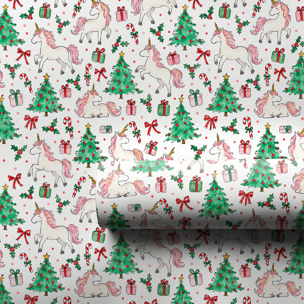 Candy Cane Unicorns - Wrapping Paper - Aspen & Arlo
