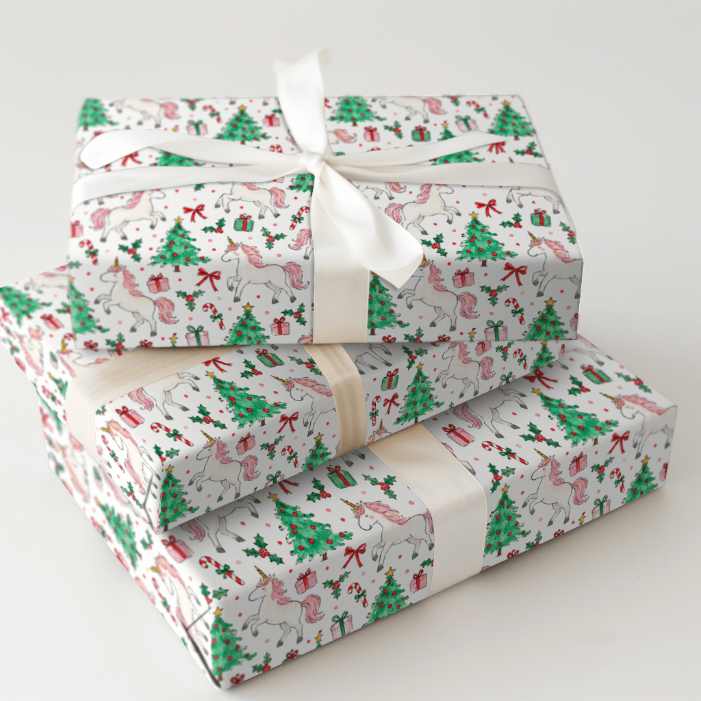 Candy Cane Unicorns - Wrapping Paper - Aspen & Arlo