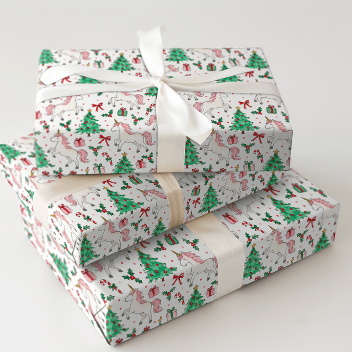 Candy Cane Unicorns - Wrapping Paper - Aspen & Arlo