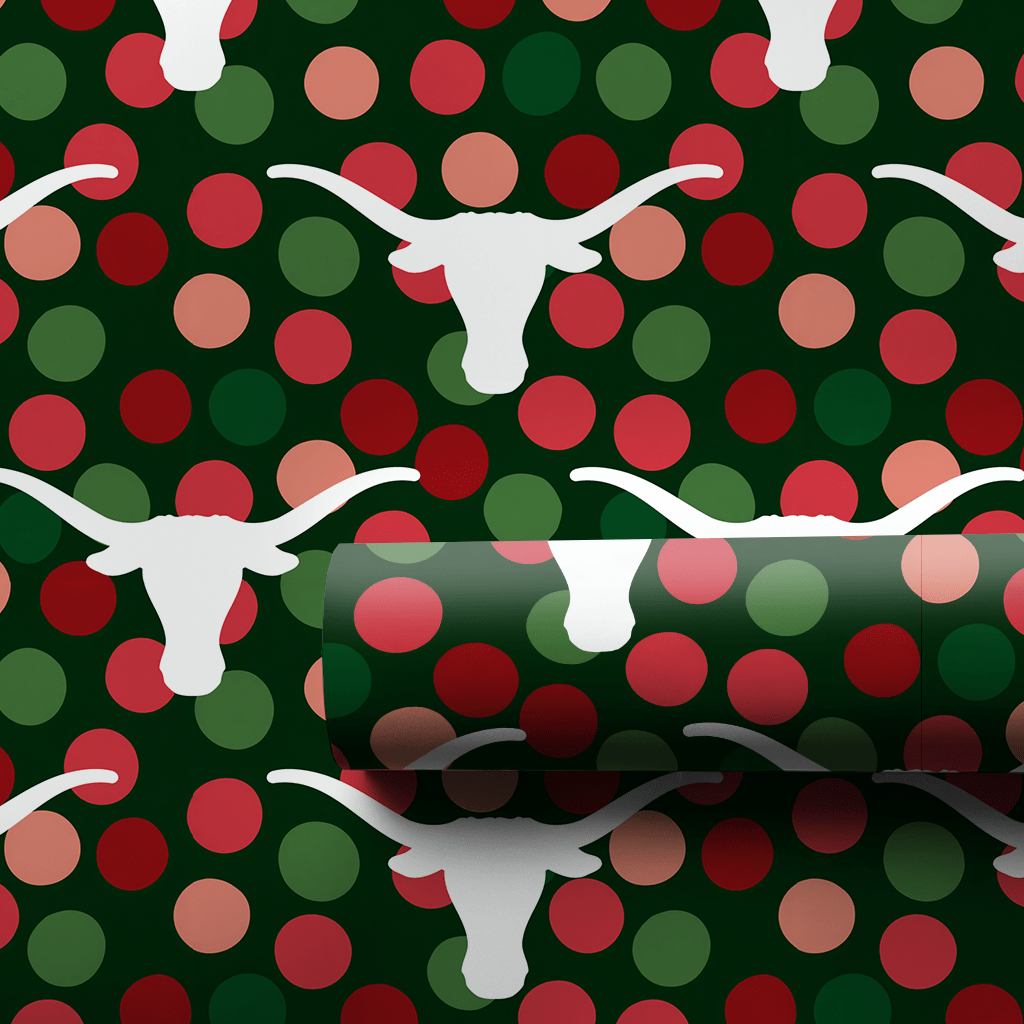 Longhorn Christmas Dot - Wrapping Paper - Aspen & Arlo