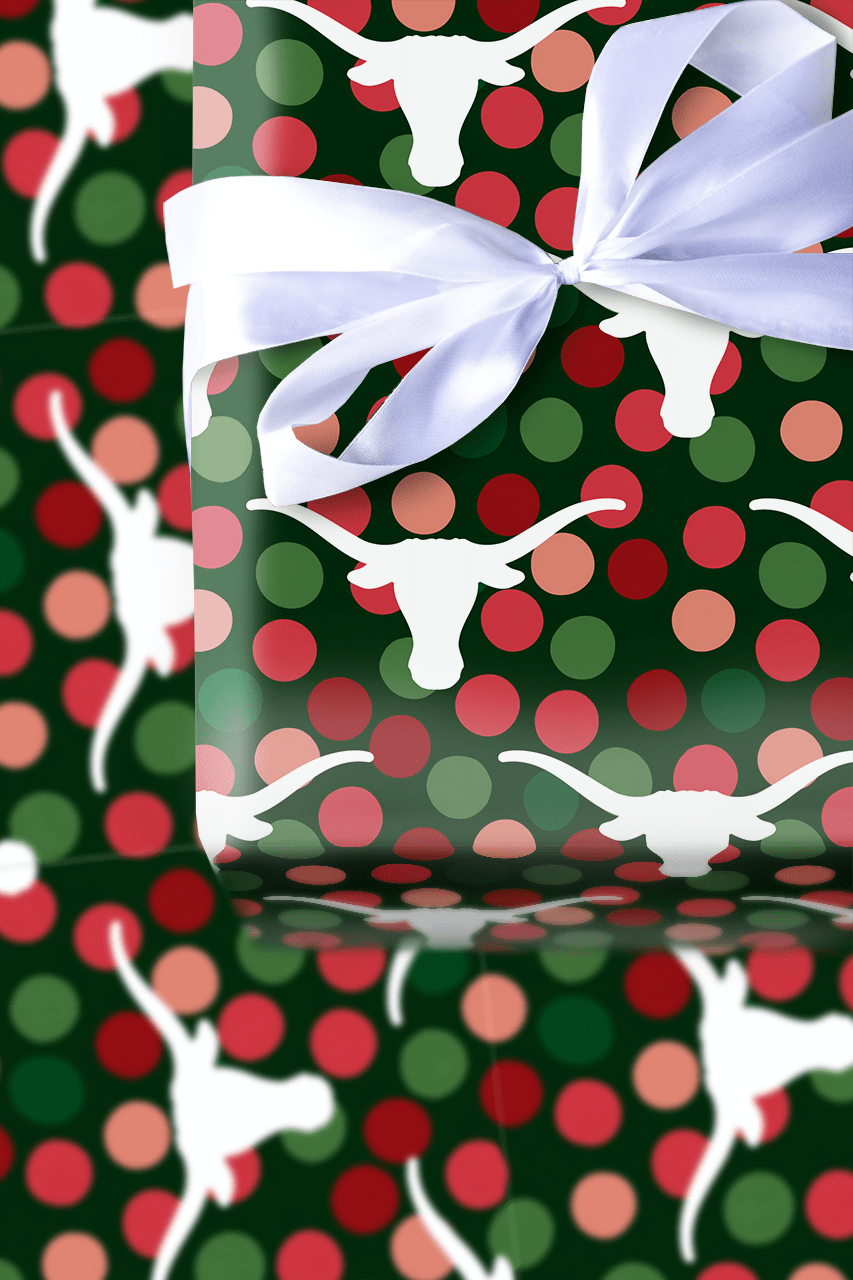 Longhorn Christmas Dot - Wrapping Paper - Aspen & Arlo