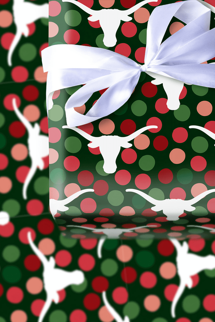 Longhorn Christmas Dot - Wrapping Paper - Aspen & Arlo