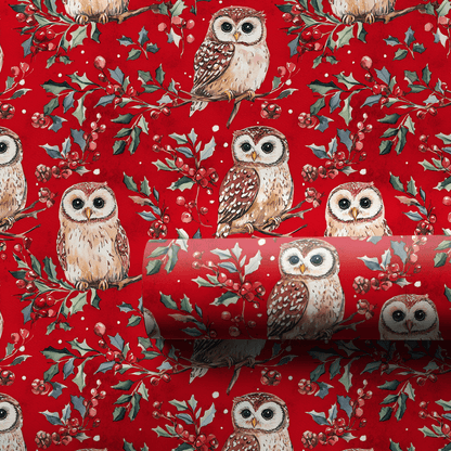 Holly Jolly Owl - Wrapping Paper - Aspen & Arlo