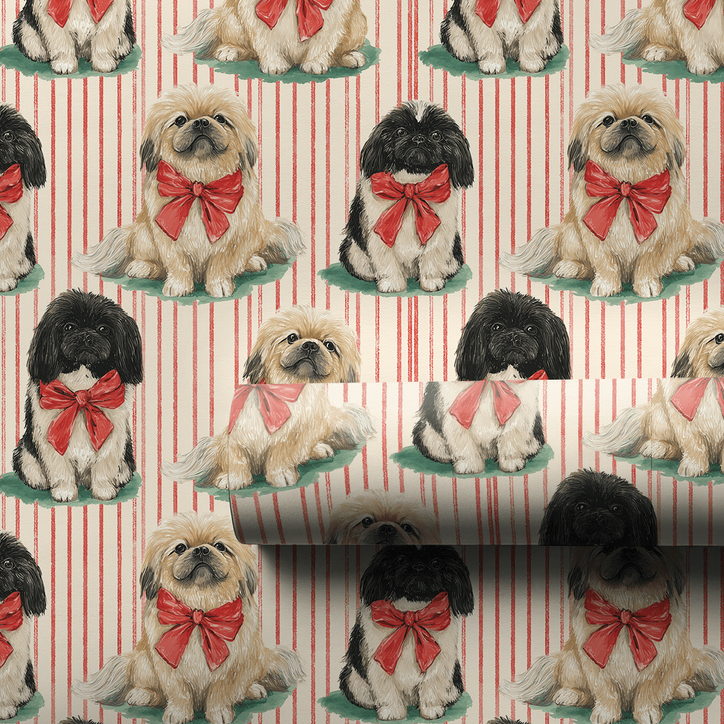 Pekingese Pinstripes - Wrapping Paper - Aspen & Arlo