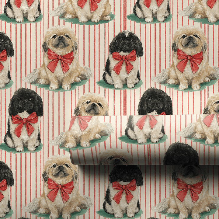 Pekingese Pinstripes - Wrapping Paper - Aspen & Arlo