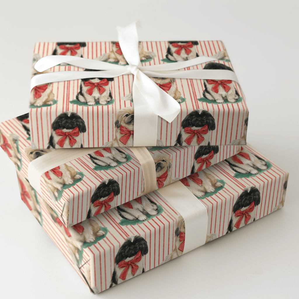 Pekingese Pinstripes - Wrapping Paper - Aspen & Arlo