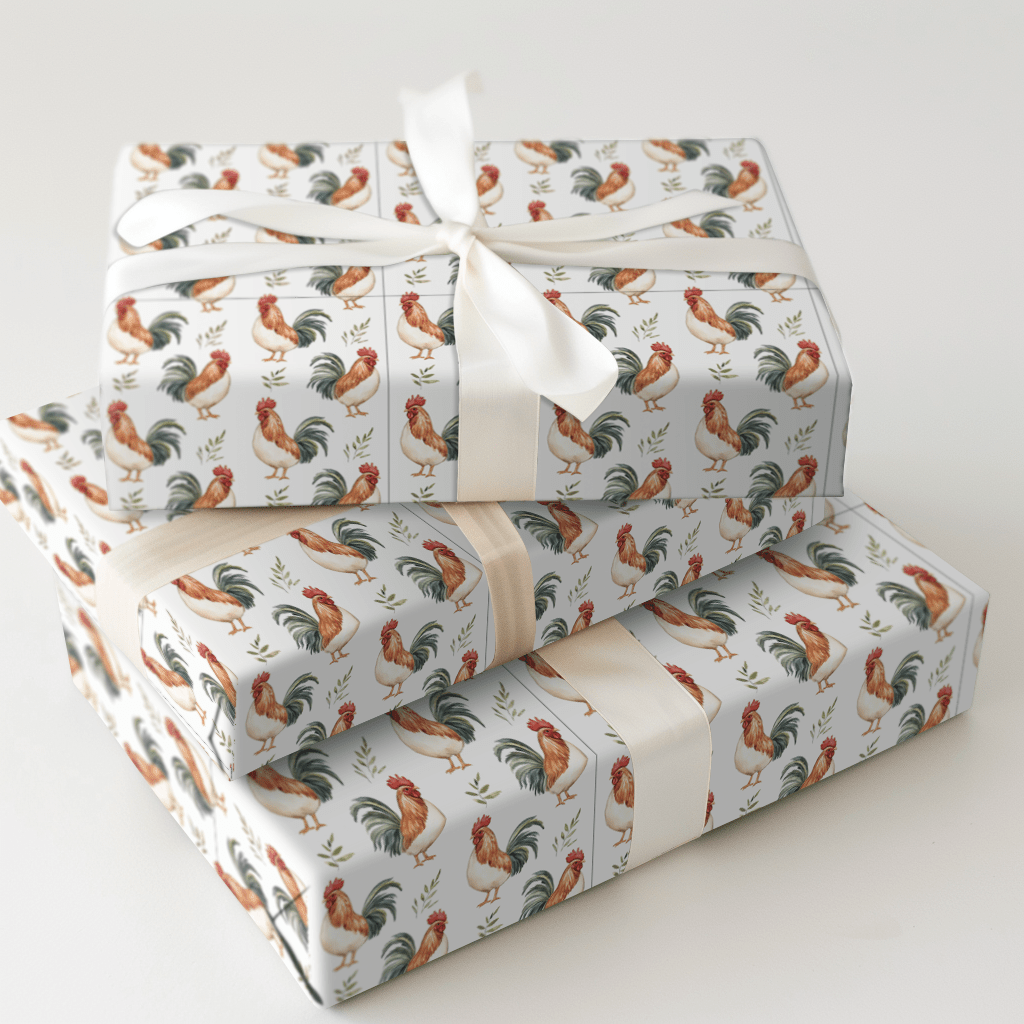 Rooster Time - Wrapping Paper - Aspen & Arlo