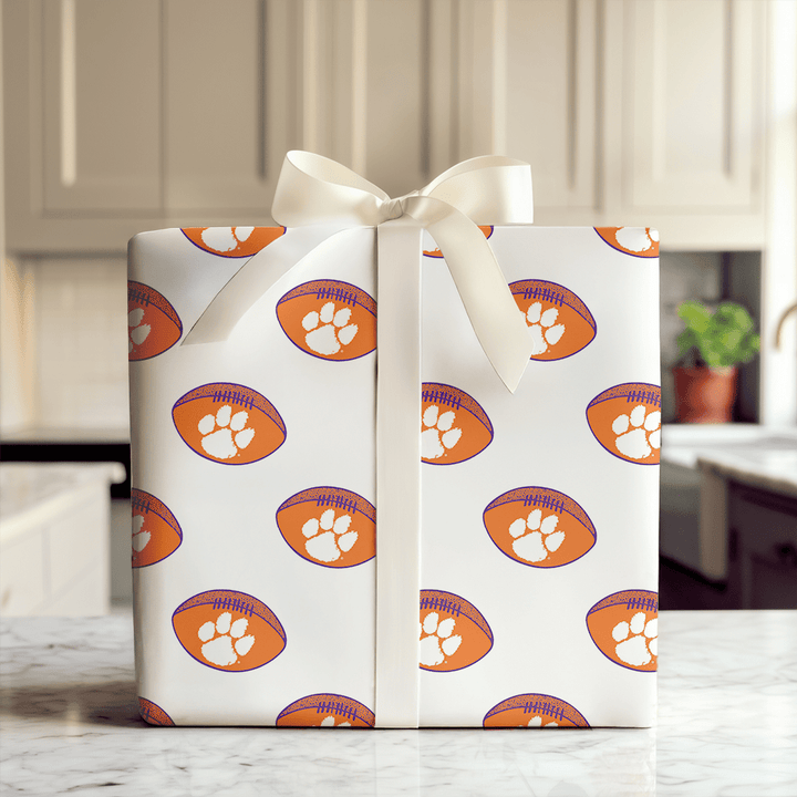 Paws on Football - Wrapping Paper - Aspen & Arlo