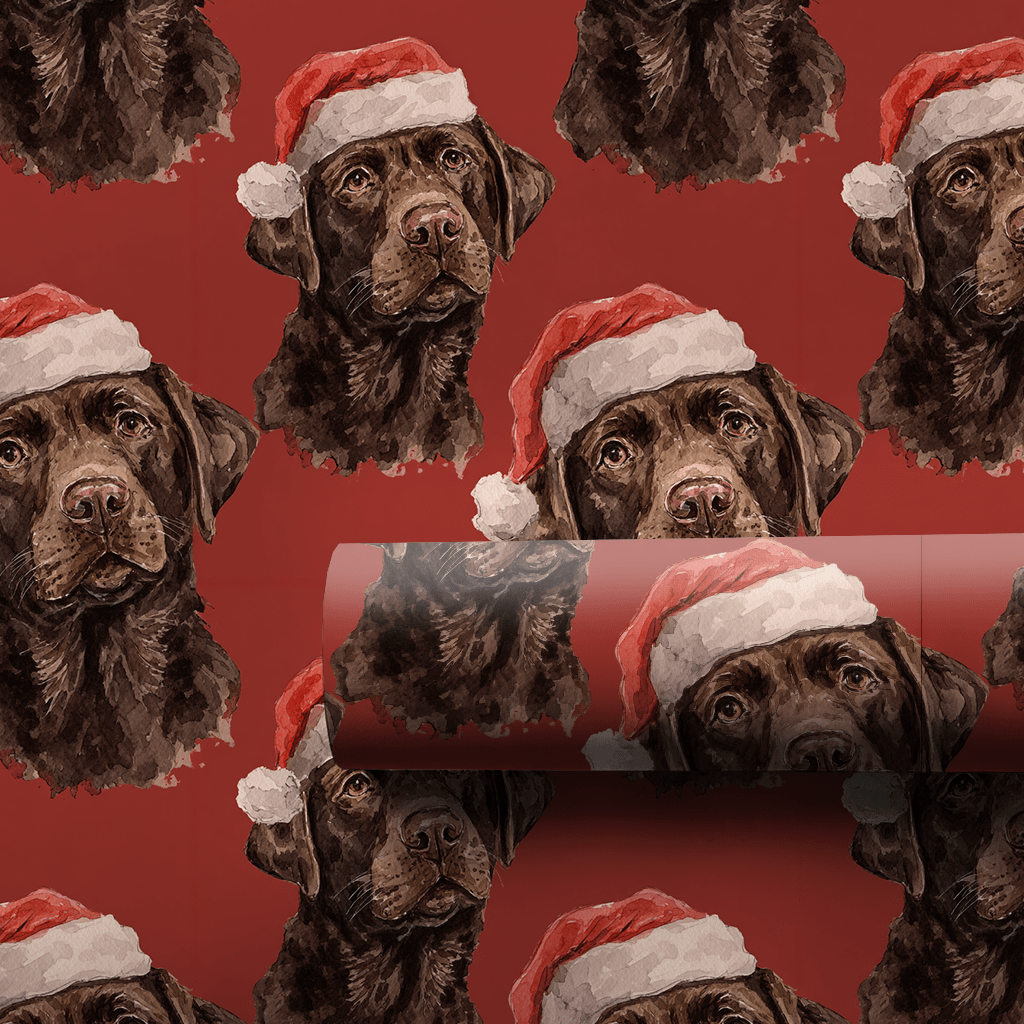 Chocolate Lab Santa - Wrapping Paper - Aspen & Arlo