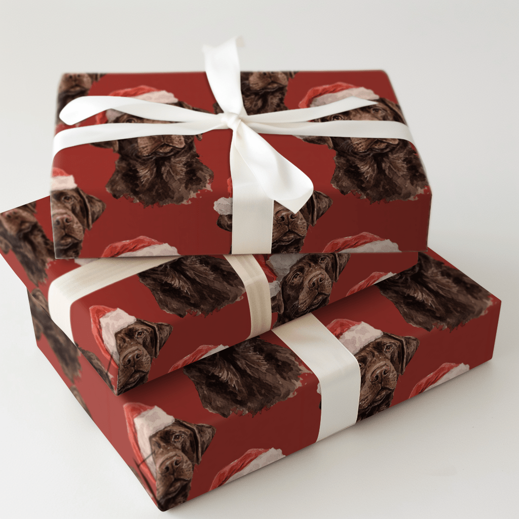 Chocolate Lab Santa - Wrapping Paper - Aspen & Arlo