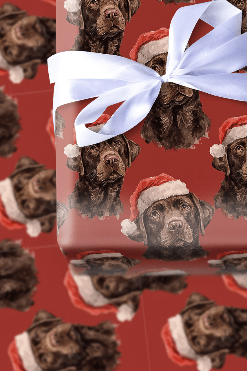 Chocolate Lab Santa - Wrapping Paper - Aspen & Arlo