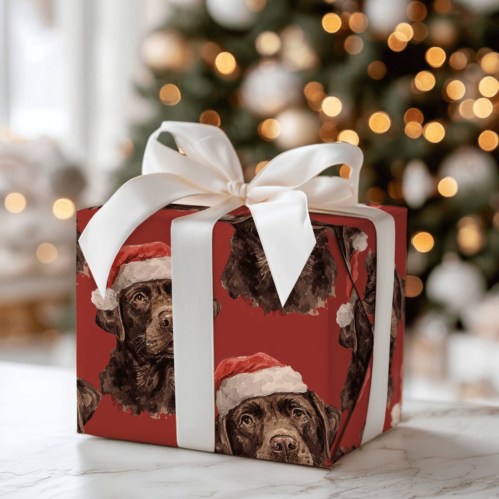 Chocolate Lab Santa - Wrapping Paper - Aspen & Arlo