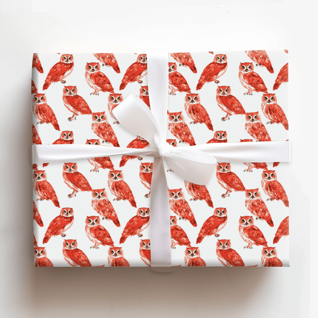 Hoot Red - Wrapping Paper - Aspen & Arlo