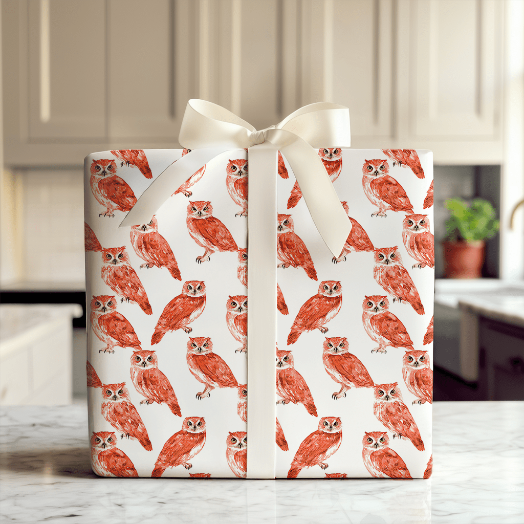 Hoot Red - Wrapping Paper - Aspen & Arlo