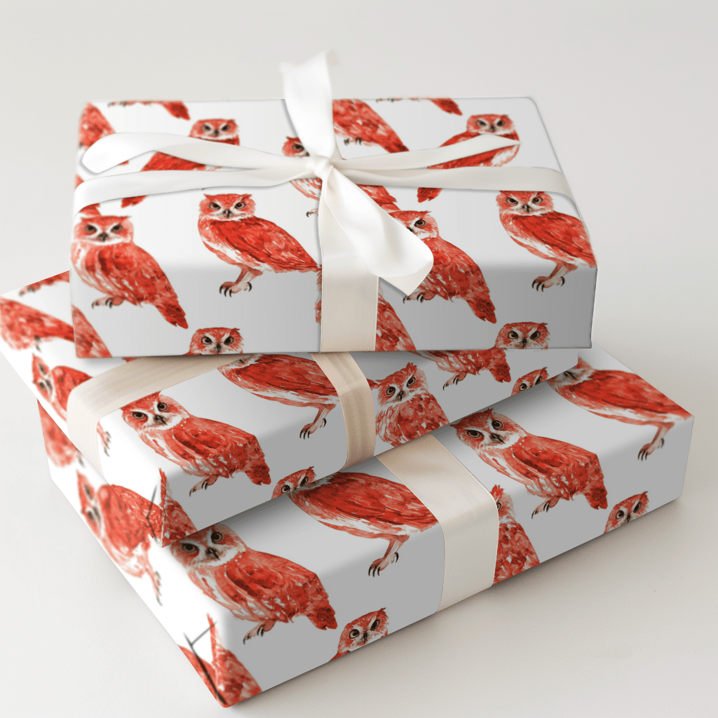 Hoot Red - Wrapping Paper - Aspen & Arlo