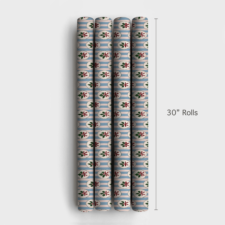 Holly Cameo Stripes - Wrapping Paper - Aspen & Arlo