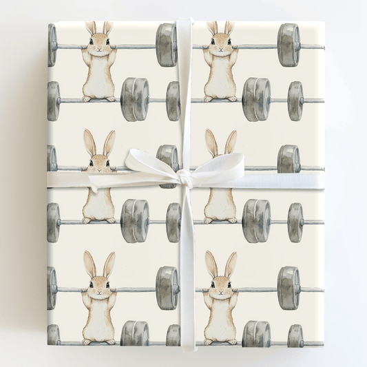 Bench Press Hare - Wrapping Paper - Aspen & Arlo
